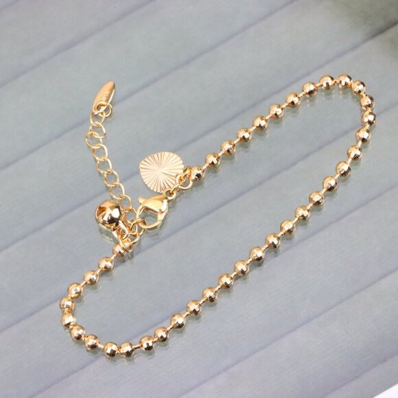 "Elegant Rose Gold Ball Chain Anklet in High Quality Brass Finish, XPAL1044 - Picture 10 of 13